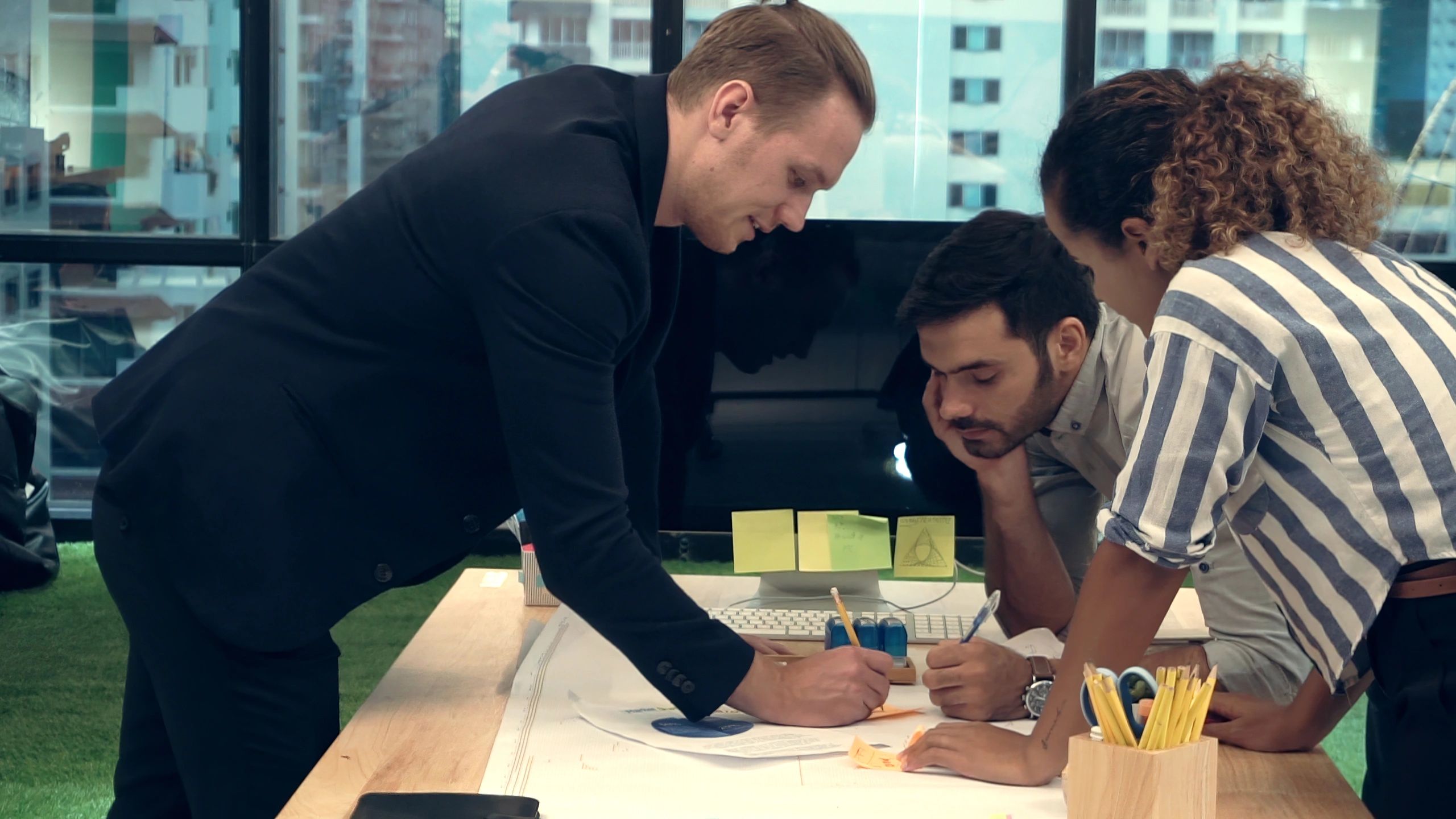 Business team collaborating on a digital application