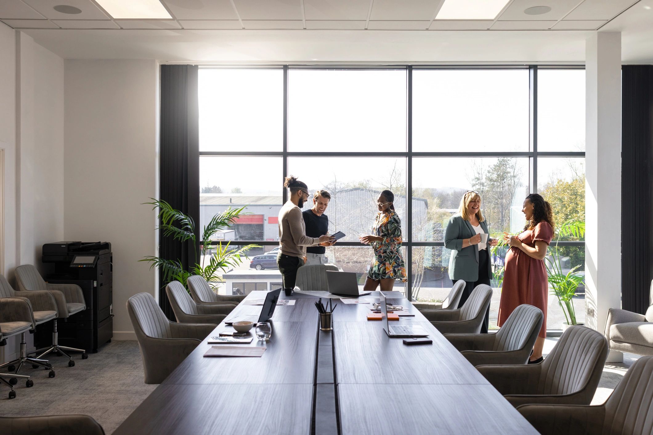 Business colleagues collaborating in a modern workplace