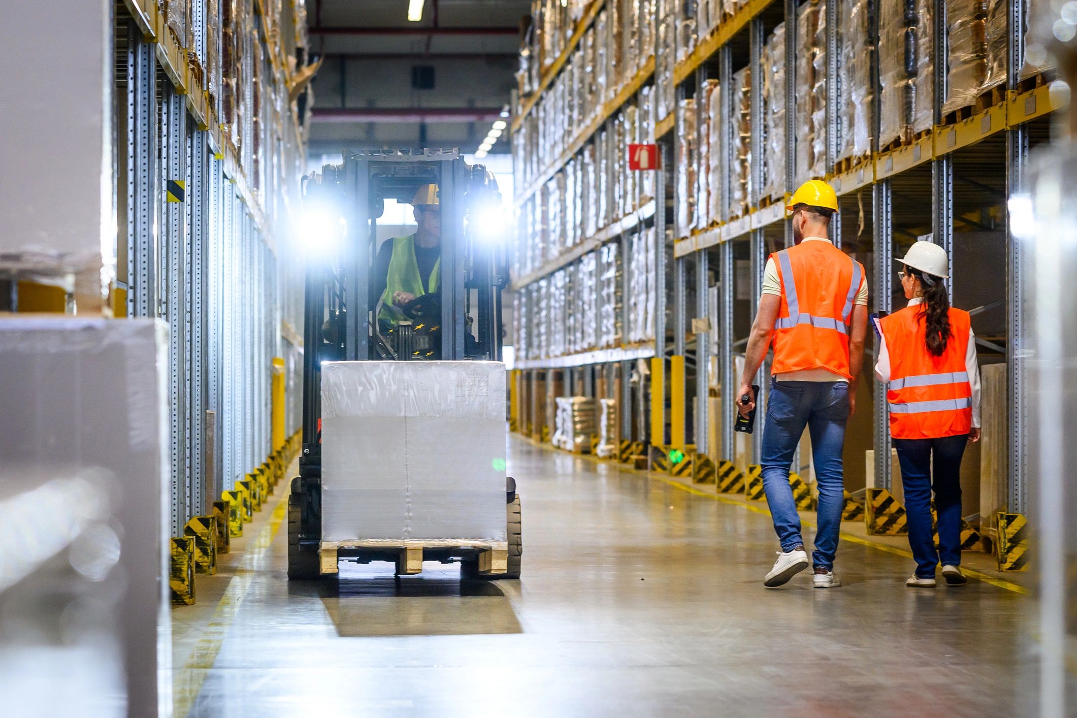 Warehouse logistics team coordinating operations